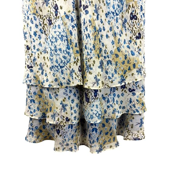 Cottage Boho Floral Print Sleeveless Tiered V-Neck Midi Dress Women's Medium - Picture 12 of 13